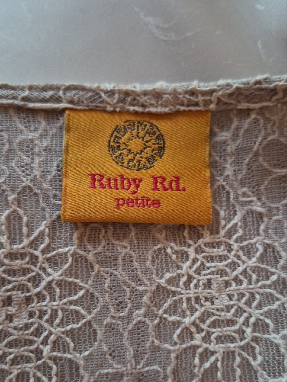 Ruby Rd. Cream Lace Sweater Jacket with Rhinestone Trim - Picture 6 of 8